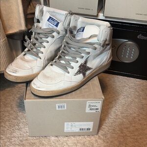 Golden Goose White and Gray High-Tops with Star Accent brand new!